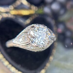 GIA Certified Natural Old Mine Cut Diamond Engagement Ring